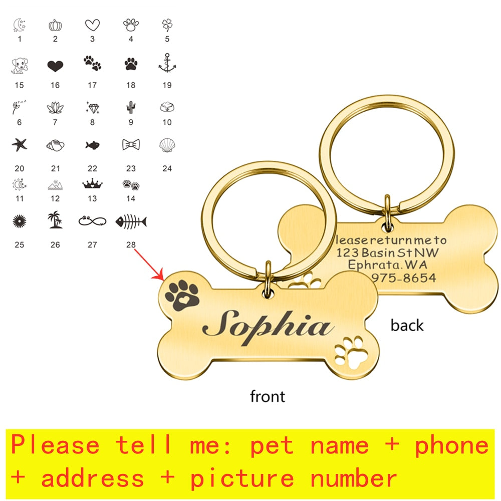 Keyring Bone Tag Pet