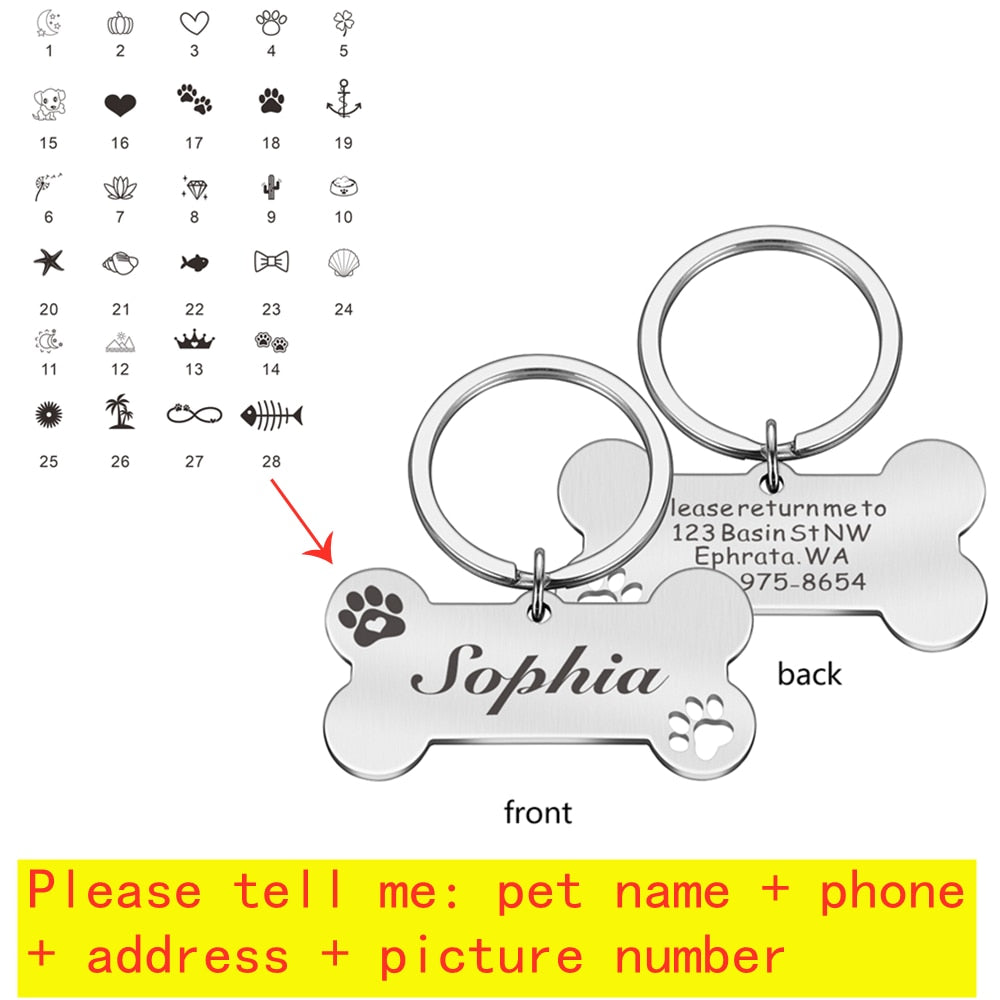 Keyring Bone Tag Pet