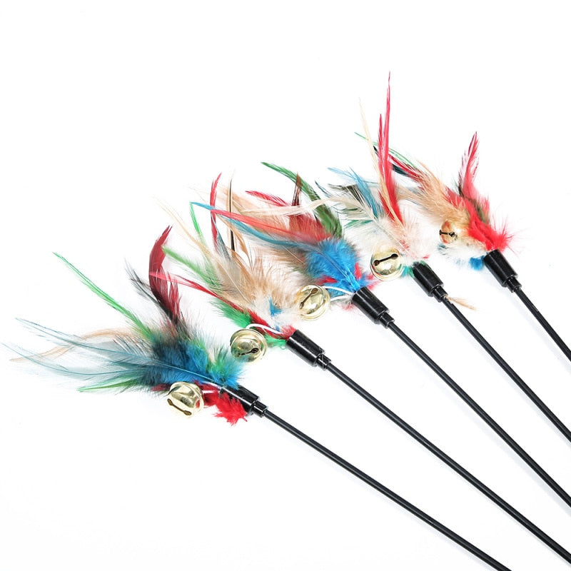 Stick Feather Rod Mouse Toy